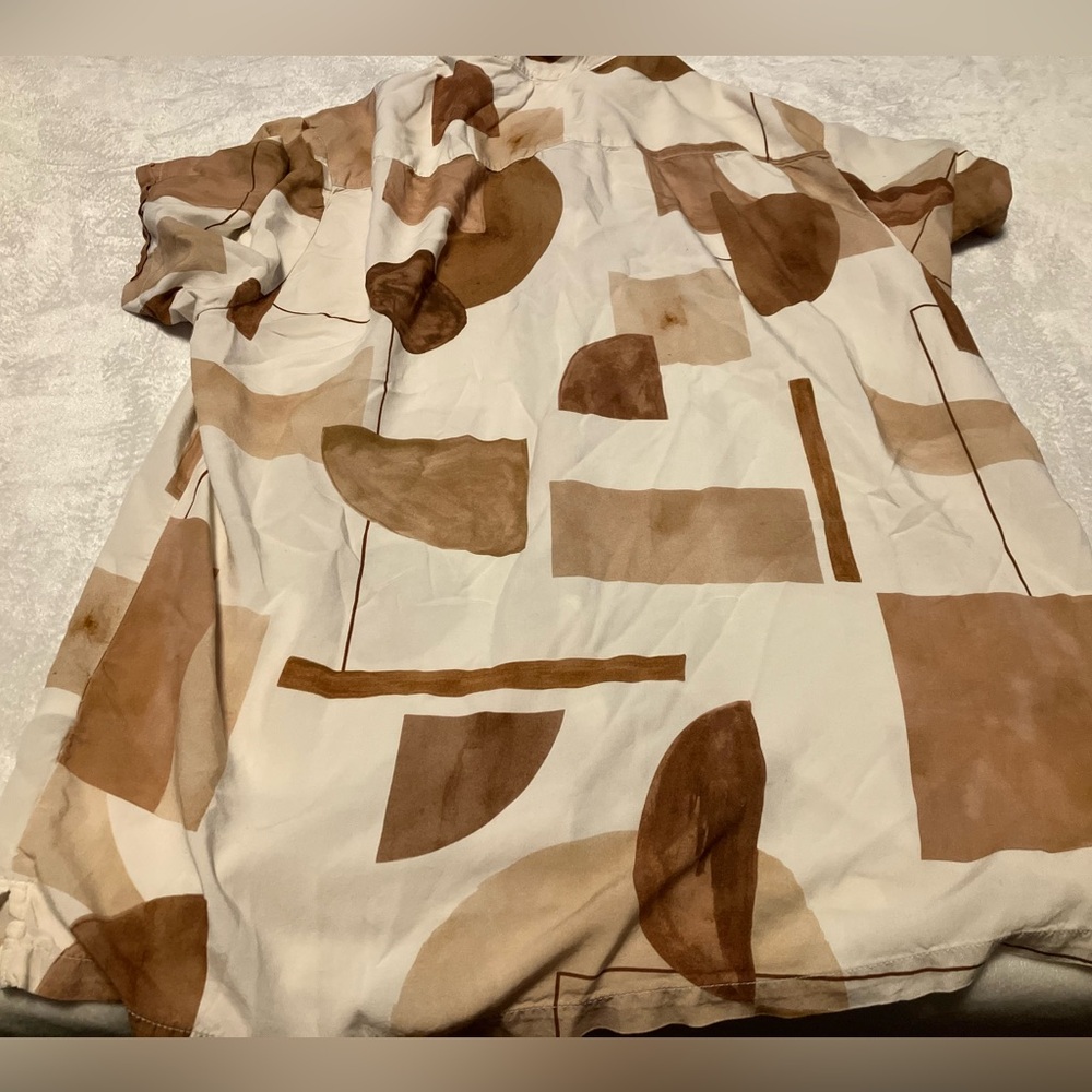 Geometric Pattern Shirt - Brown and Cream - Picture 2 of 5